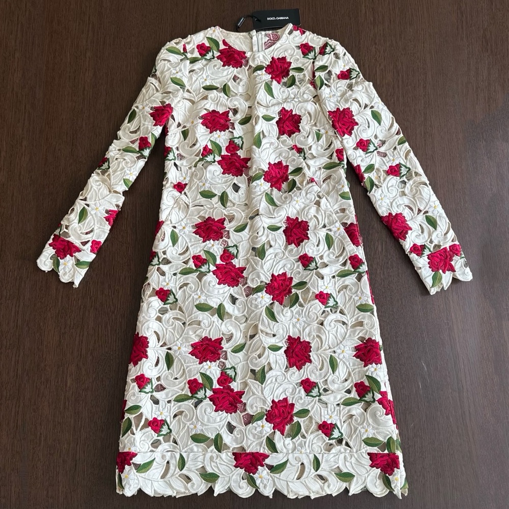 Dolce & Gabbana White Floral Dress EU 40
